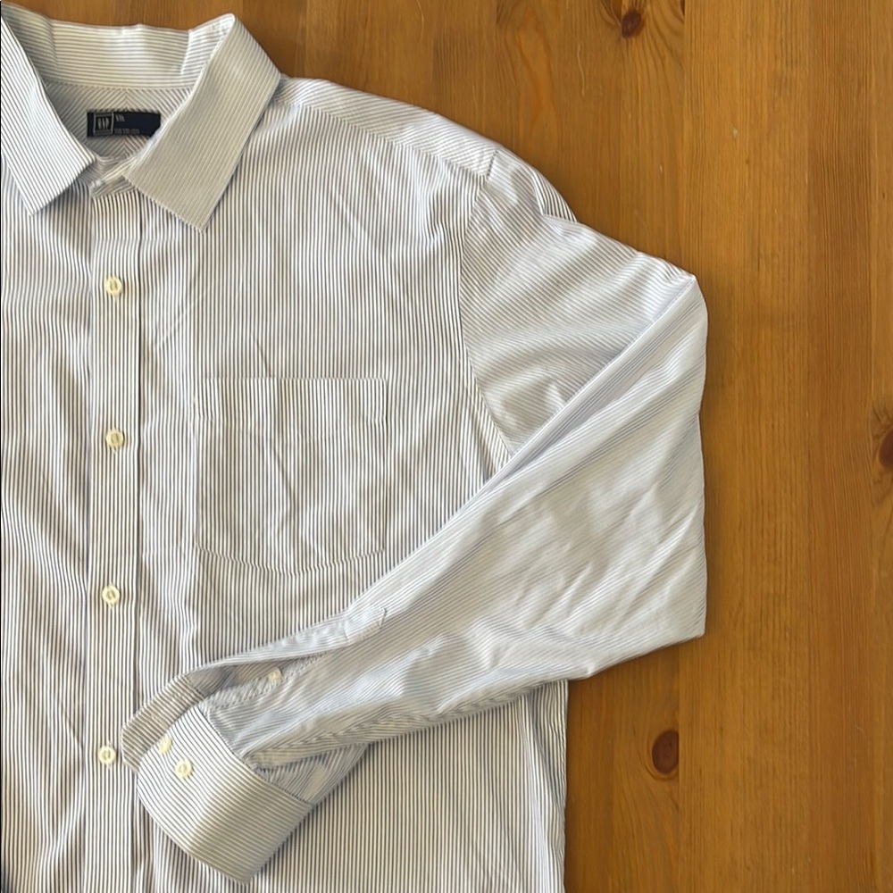 GAP - Men's Blue Striped Long-sleeved Dress Shirt - XXL